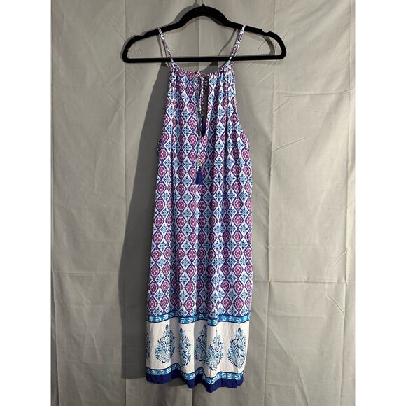 Tommy Bahama Dress Womens Small Blue Midi Halter Sundress Majorelle Flowy Beach - Picture 4 of 7